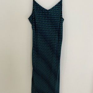 Ava Women's Blue Polka Dot Print Midi Slip Dress Medium